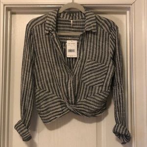 Free People cropped button up shirt